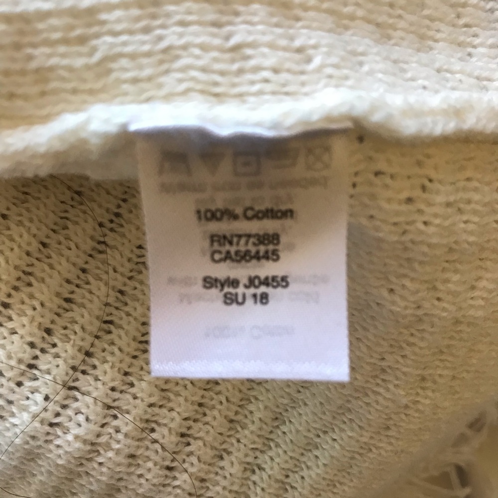 J.Crew 100% Cotton Fringe Bohemian Short Sleeve Knit Sweater Top - Picture 6 of 7